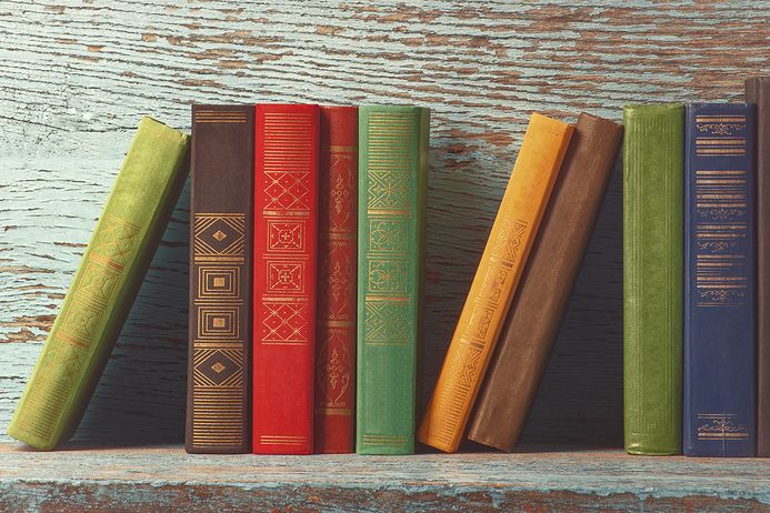 Antique books on a shelf