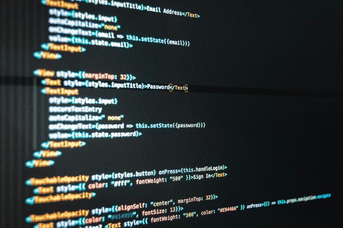 An image of software coding on a computer screen