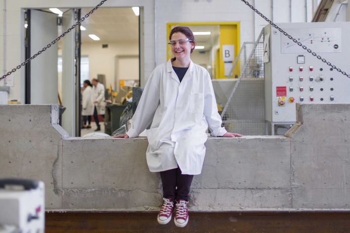 PhD student sitting in lab
