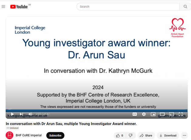 Young investigator award winner: Dr Arun Sau - In conversation with Dr Kathryn McGurk