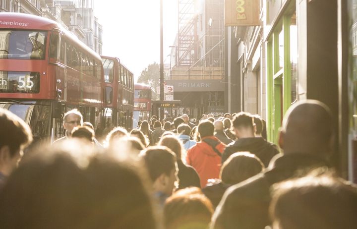 A view of people walking through London