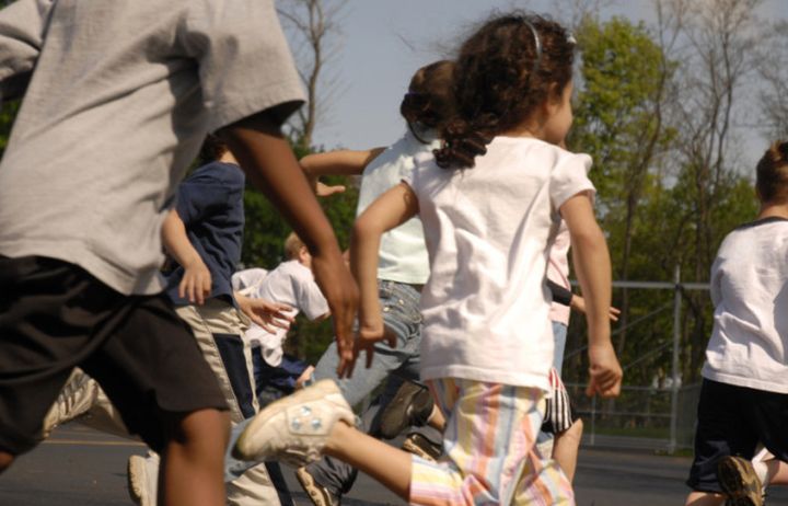 Children running in playground