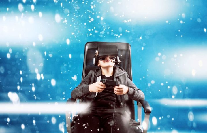 Fanciful image of a boy wearing a VR headset