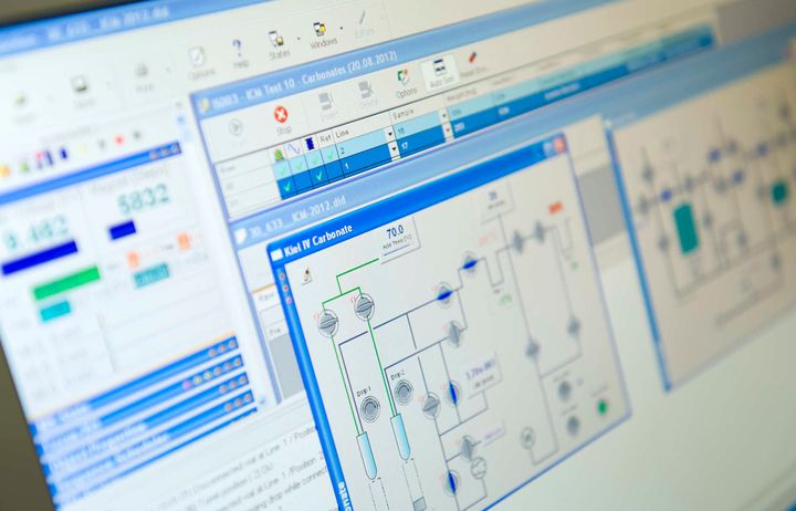 A computer screen showing process operation software