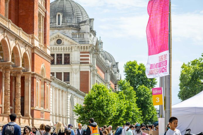 Front of museums of Exhibition Road during festival