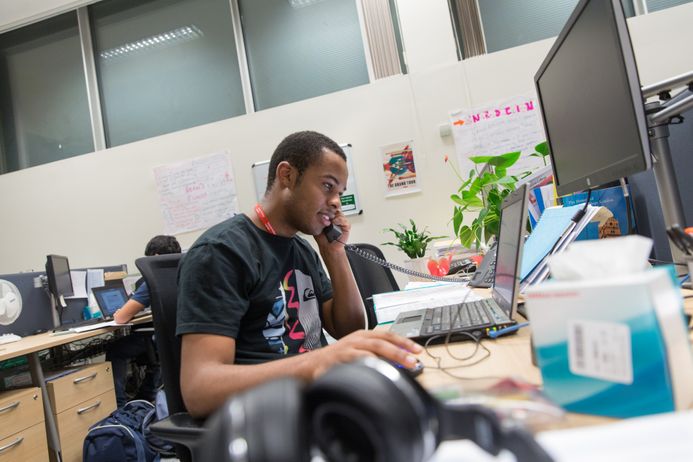 A student on the telephone