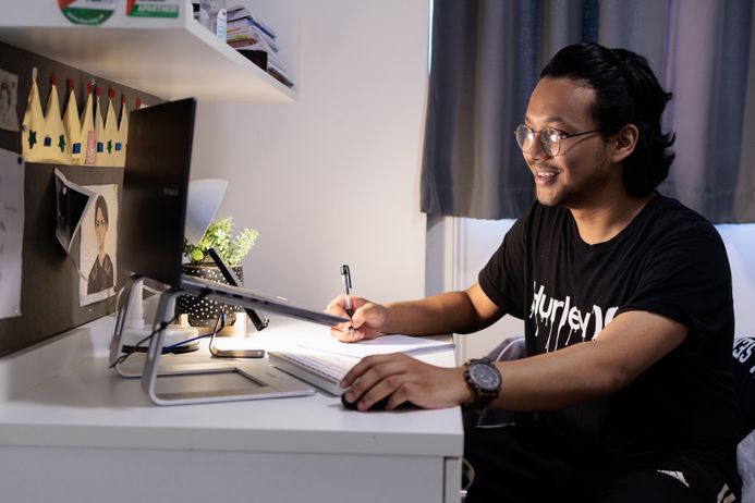 Student sitting at desk working