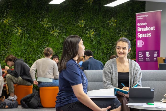 Two female students chatting