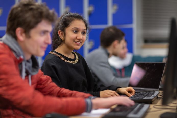 Students working in computer room