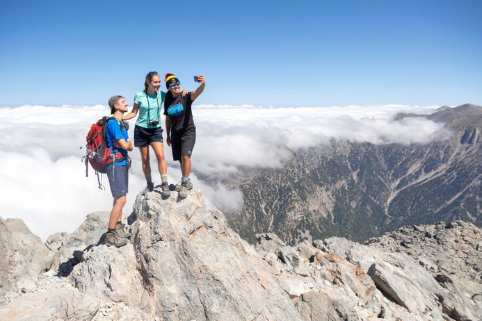 Students on a mountain in Crete