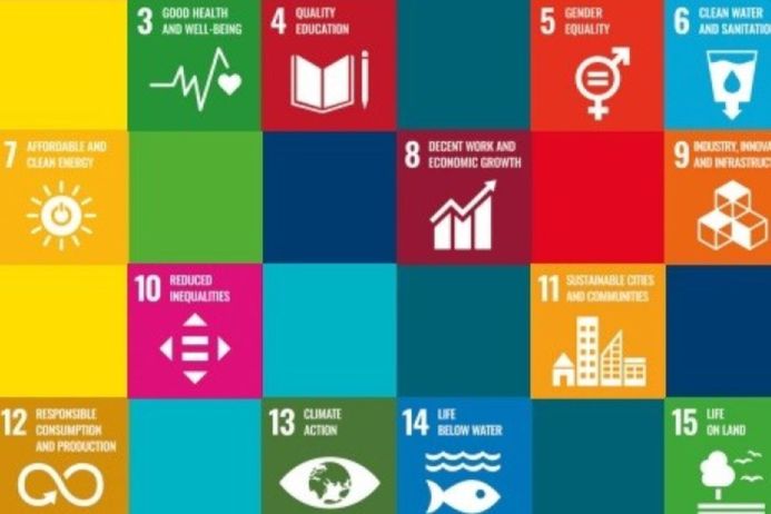A colourful mosaic showing some of the Sustainable Development Goals