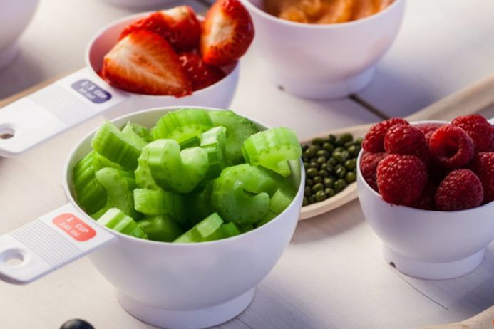 Food measured out in containers