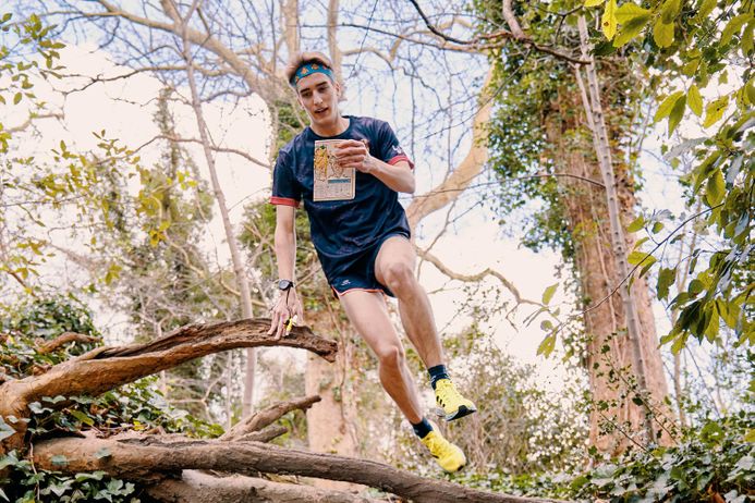 Student Mihaly Ormay running on an orienteering course
