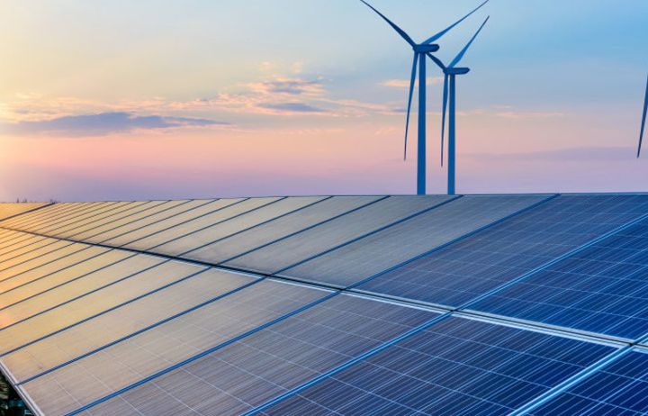 Wind turbines and solar panels