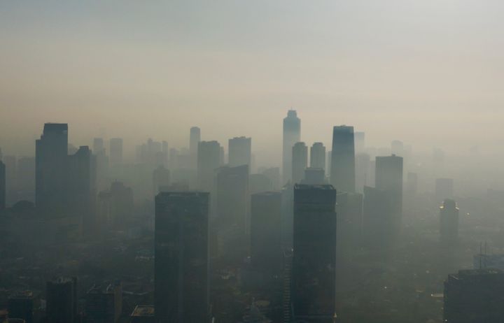 A polluted city skyline