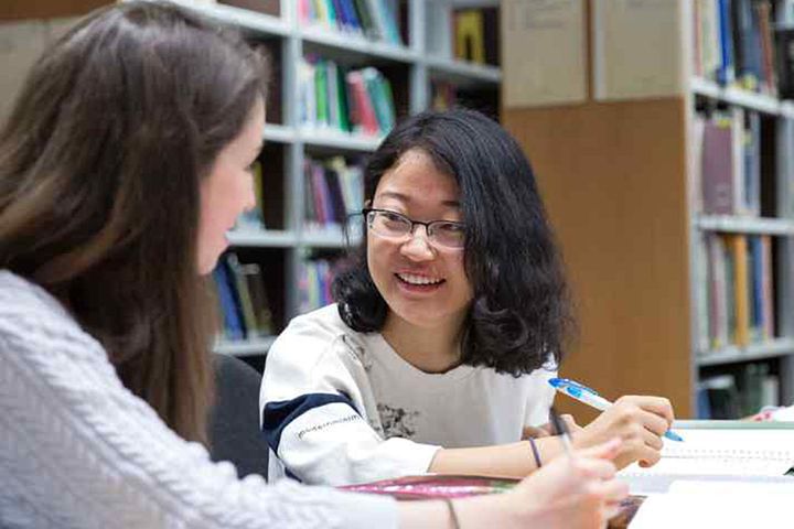 Students in the library