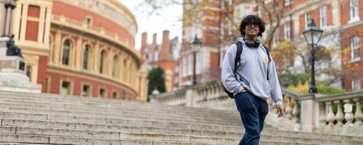 Student walking on campus
