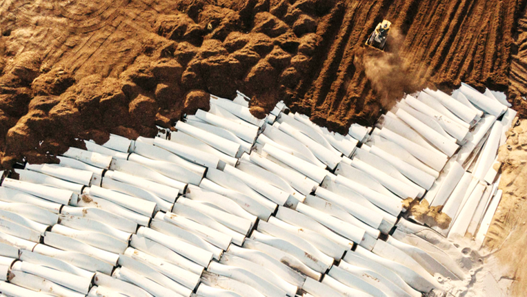 A lot of waste wind turbine blades are being landfilled