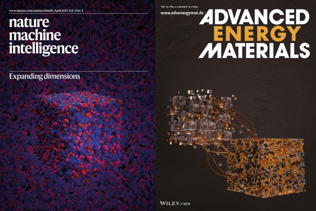 SliceGAN and Data Fusion Cover Art from tldr group in nature machine intelligence and advanced energy materials