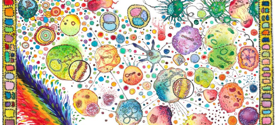 Drawing of artificial cells by Greta Zubaite