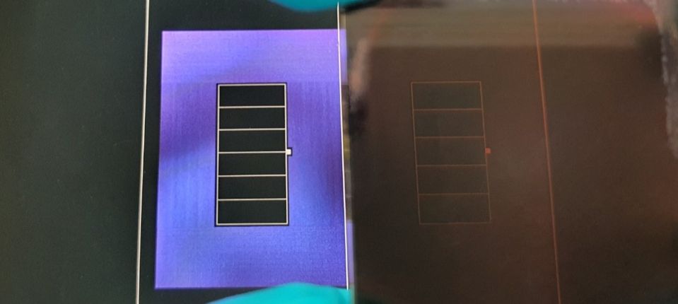 Semitransparent perovskite held over a silicon cell