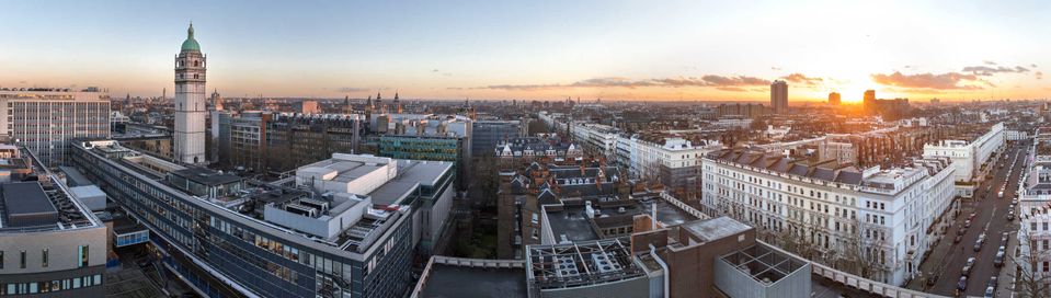 Queen`s Tower at dusk panorama