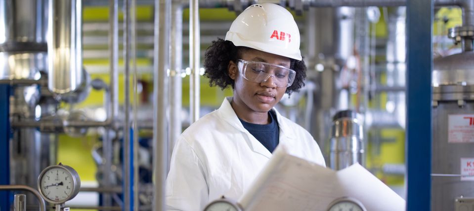 An engineering student in the lab.