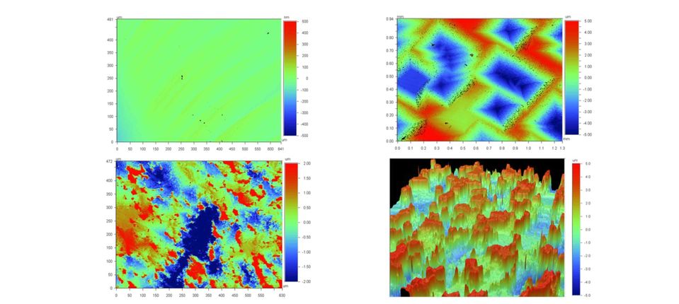 VSI images of calcite crystals at different reaction conditions