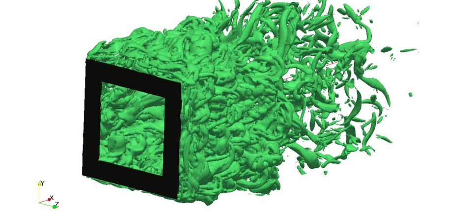 Vortical structures behind a square grid element