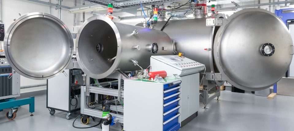 The Boltzmann Vacuum Chamber facility showing the main chamber and the auxiliary chamber