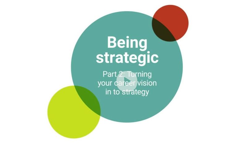 Introductory slide saying Being Strategic Part 2 - turning your career vision into a strategy