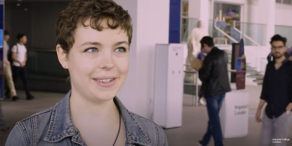 Still from video of female student talking to camera