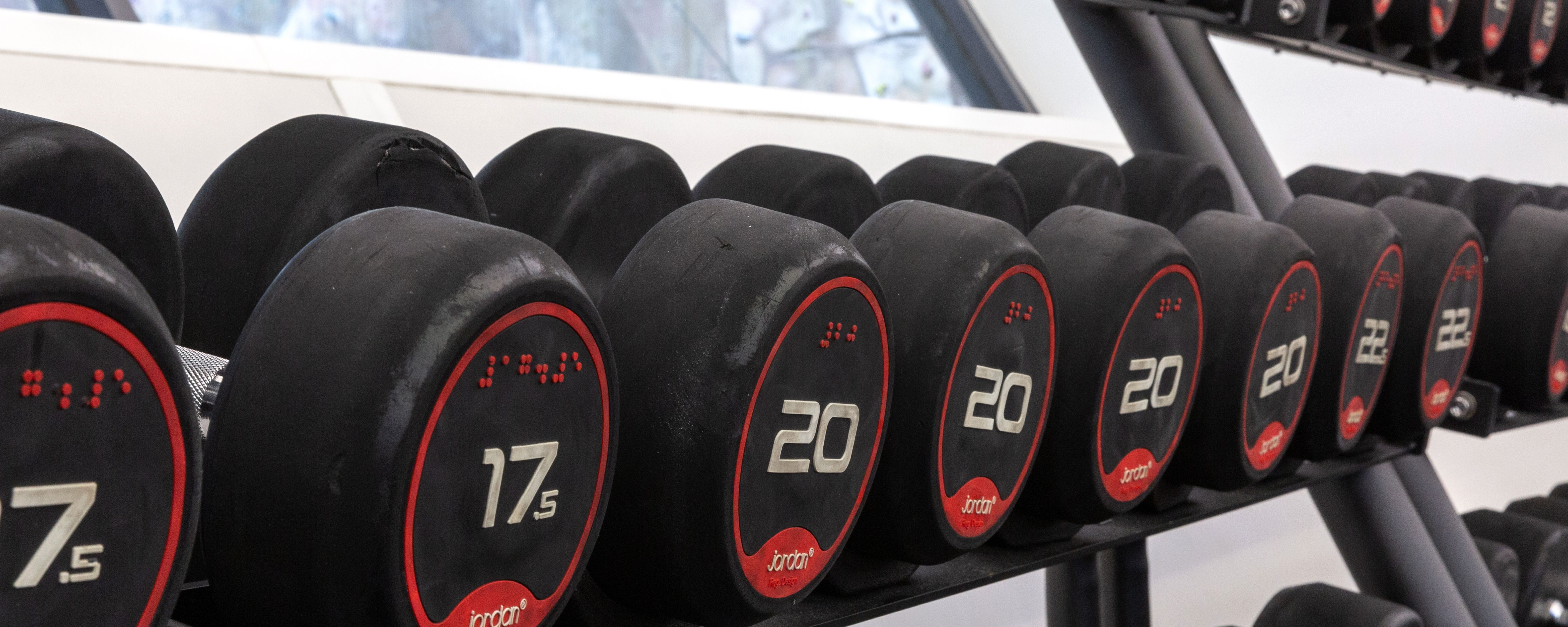 Close-up of weights at Ethos gym