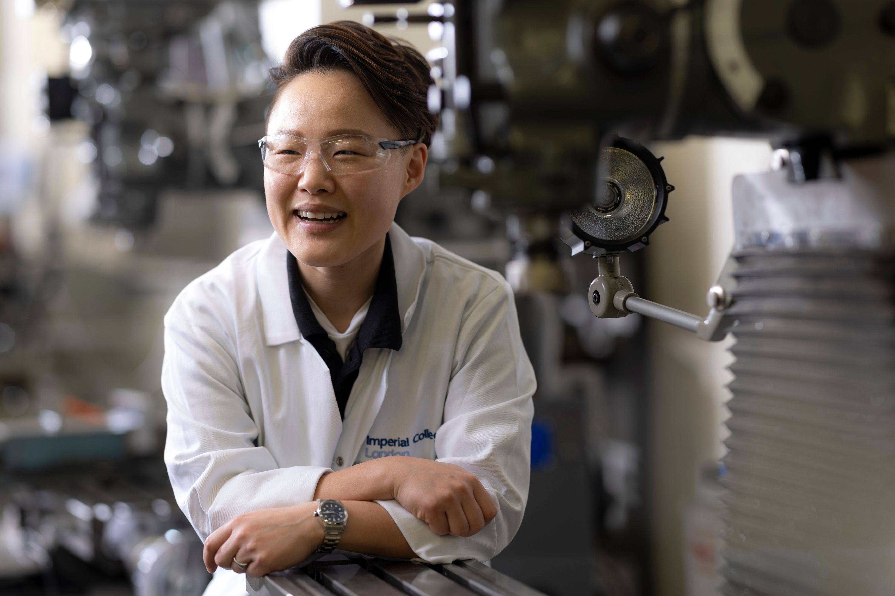 Ji Young Yoon, Mechanical Engineering Technician, Department of Bioengineering, in a workshop