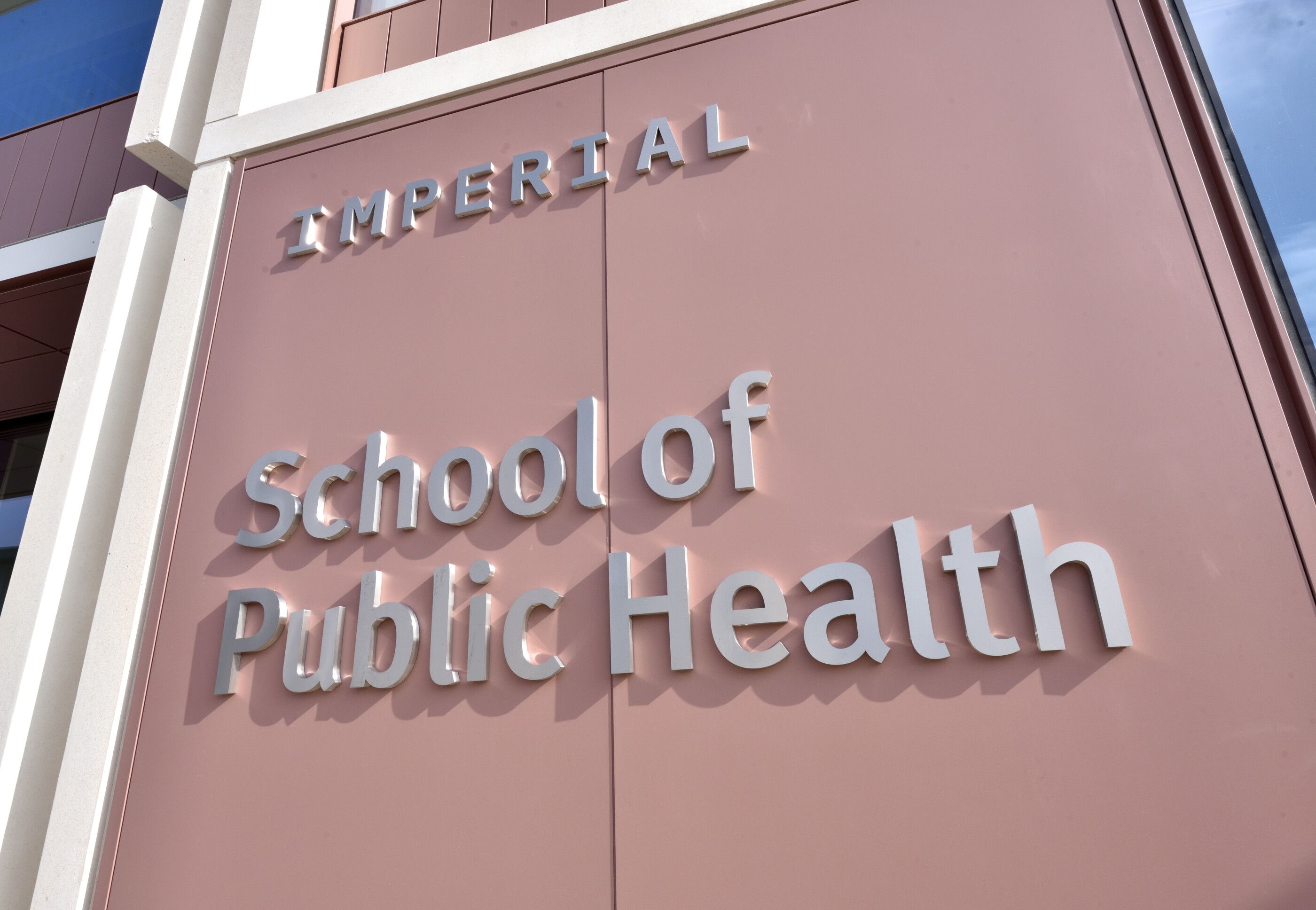 The sign of the new School of Public Health building