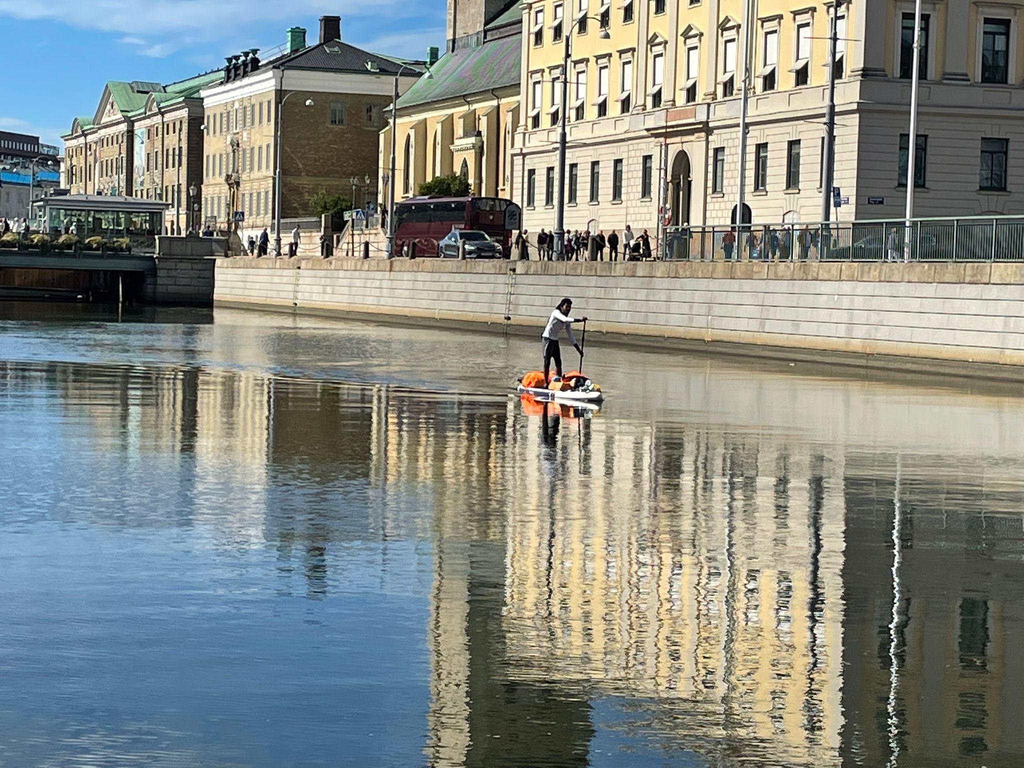 student paddleboarding in sweden