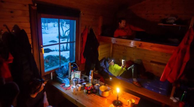 Students in mountain hut in Sweden in 2022