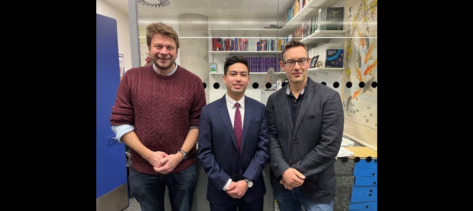 Tom at his viva with his examiners