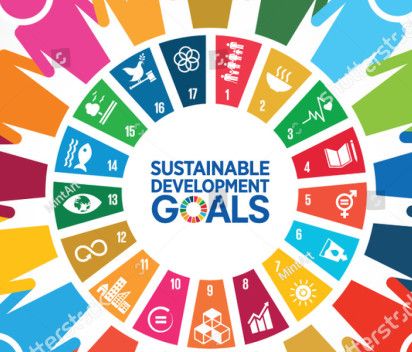 A wheel diagram showing the UN's 17 sustainable development goals