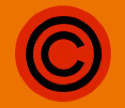 copyright symbol with orange background