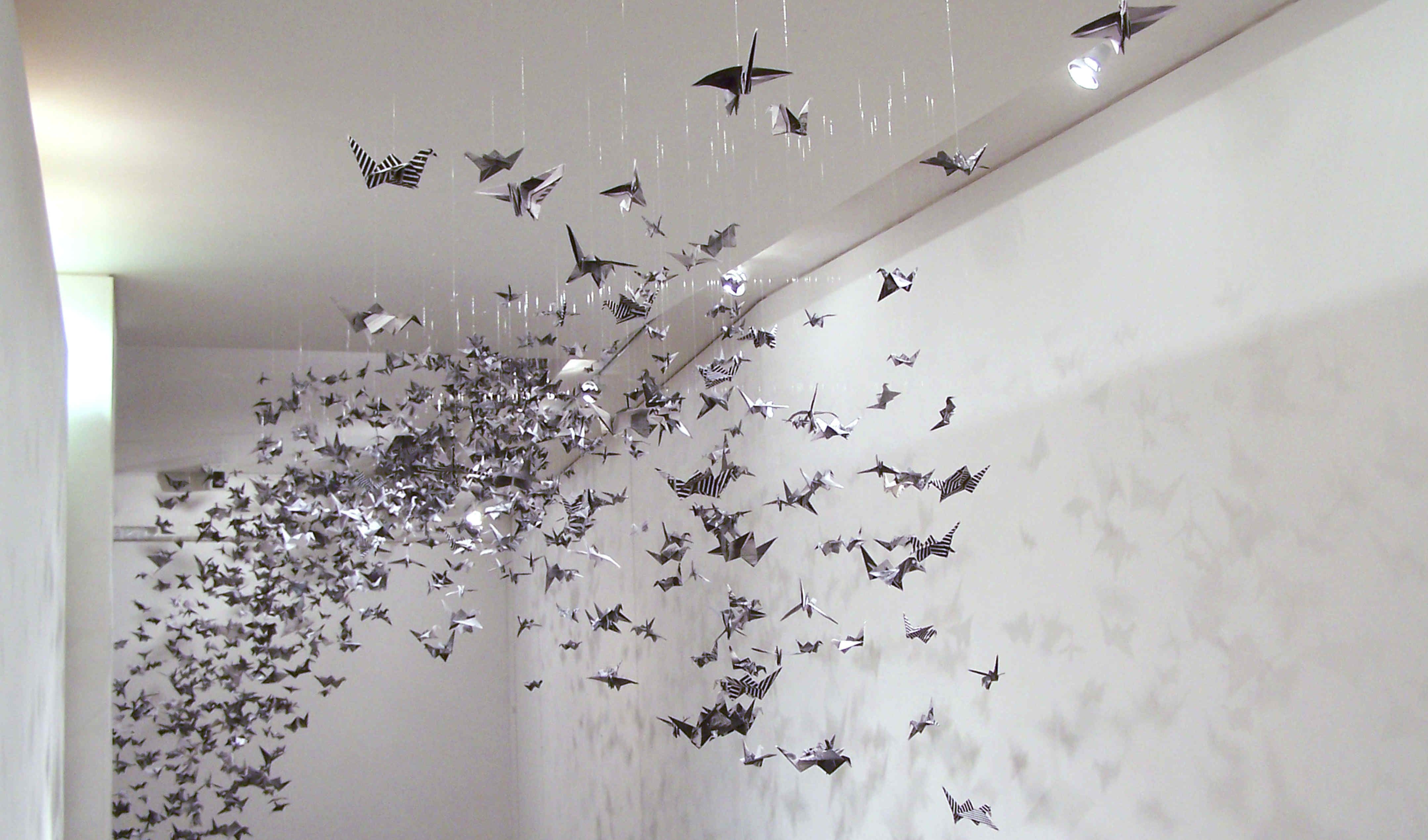 Paper birds in Blyth Gallery