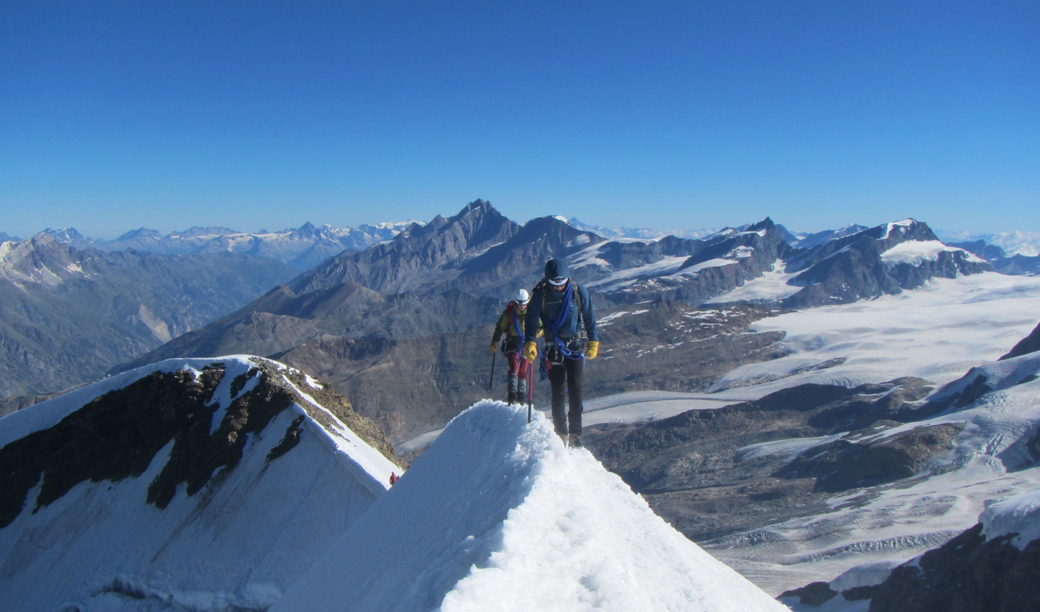Two students mountaineering in the Monte Rosa massif