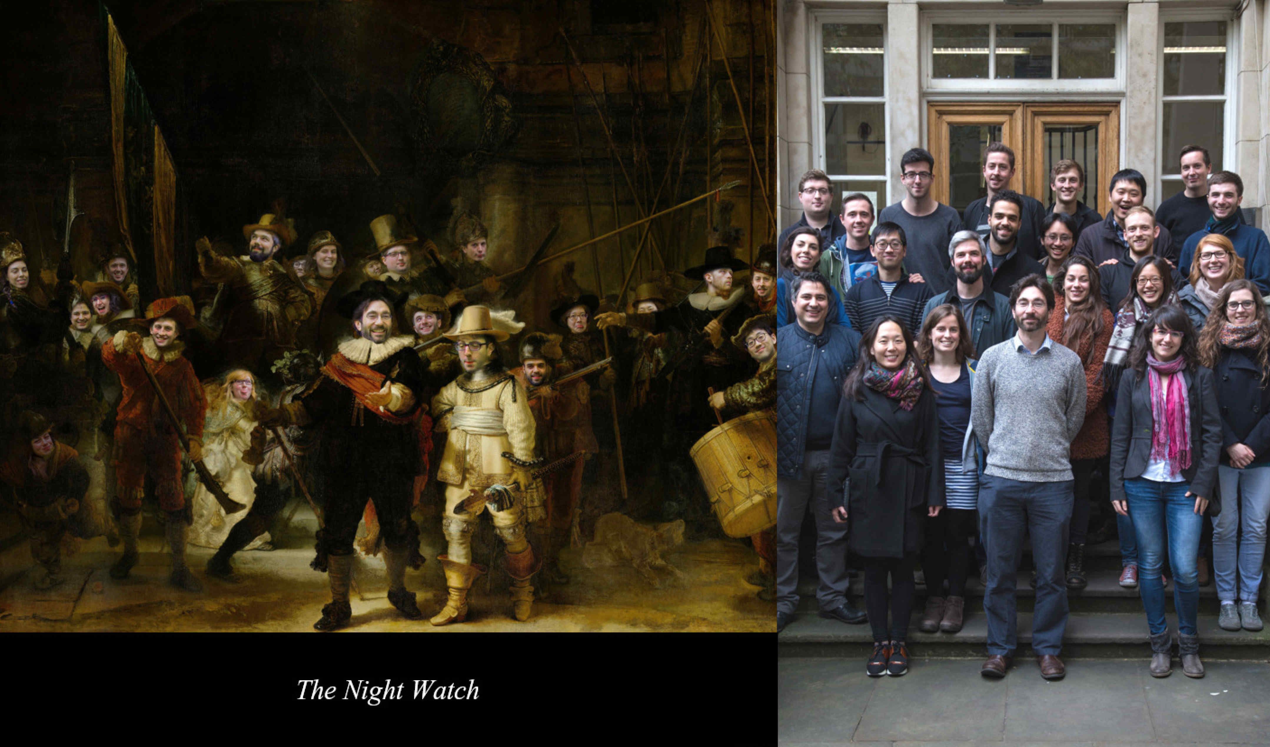 Faces put onto Rembrandts 'Night Watch' alongside 2016 group photo