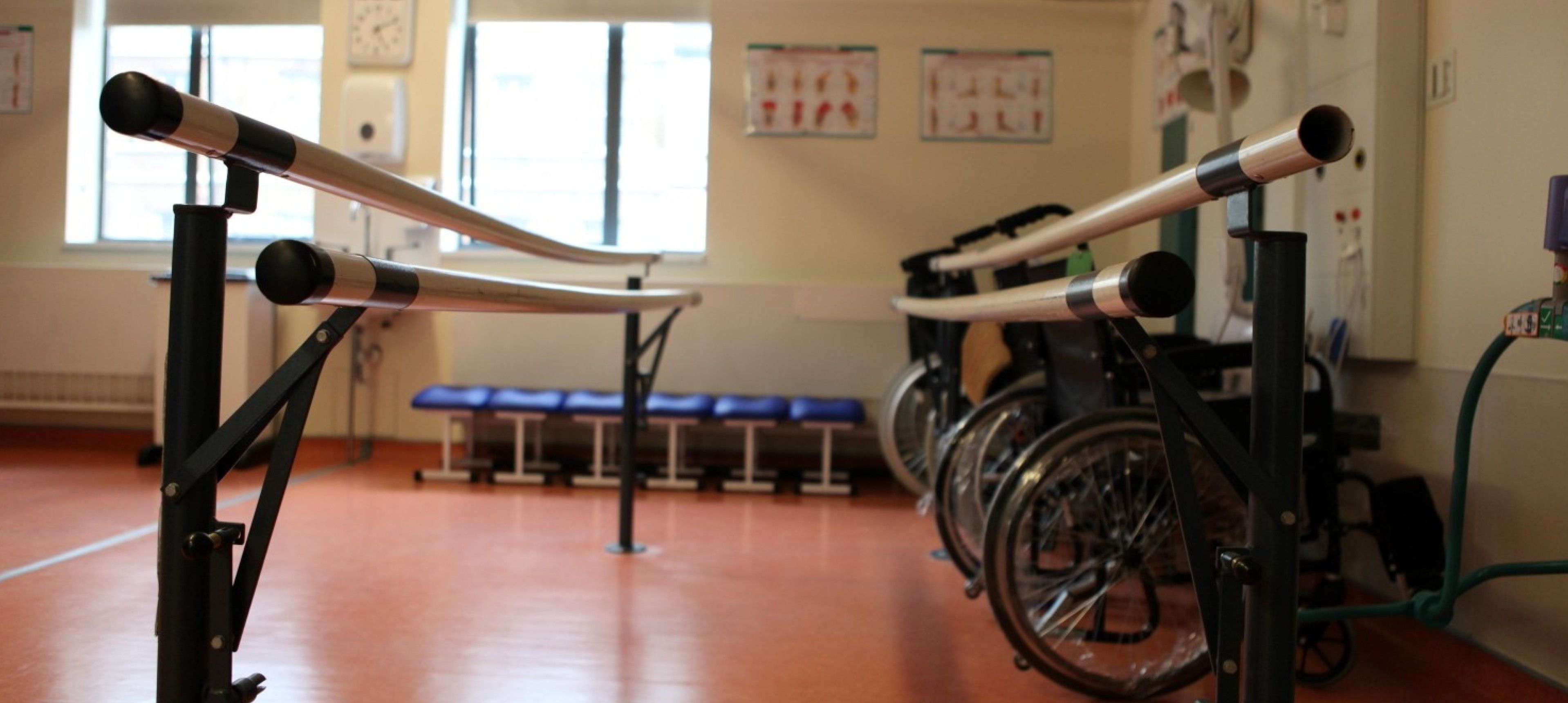 Photo of parallel bars used for rehabilitation and wheelchairs