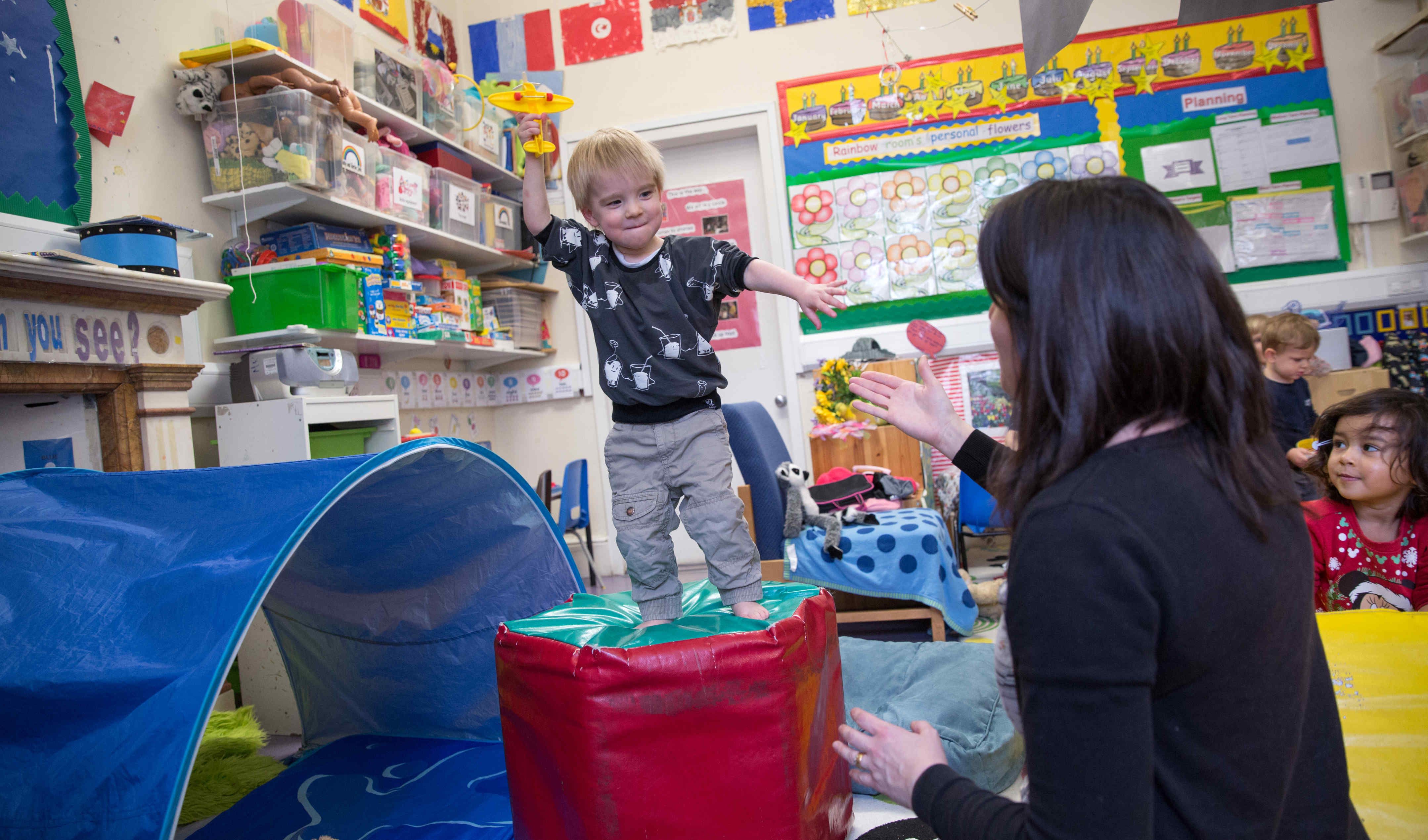 Soft play activities in one of our toddler rooms