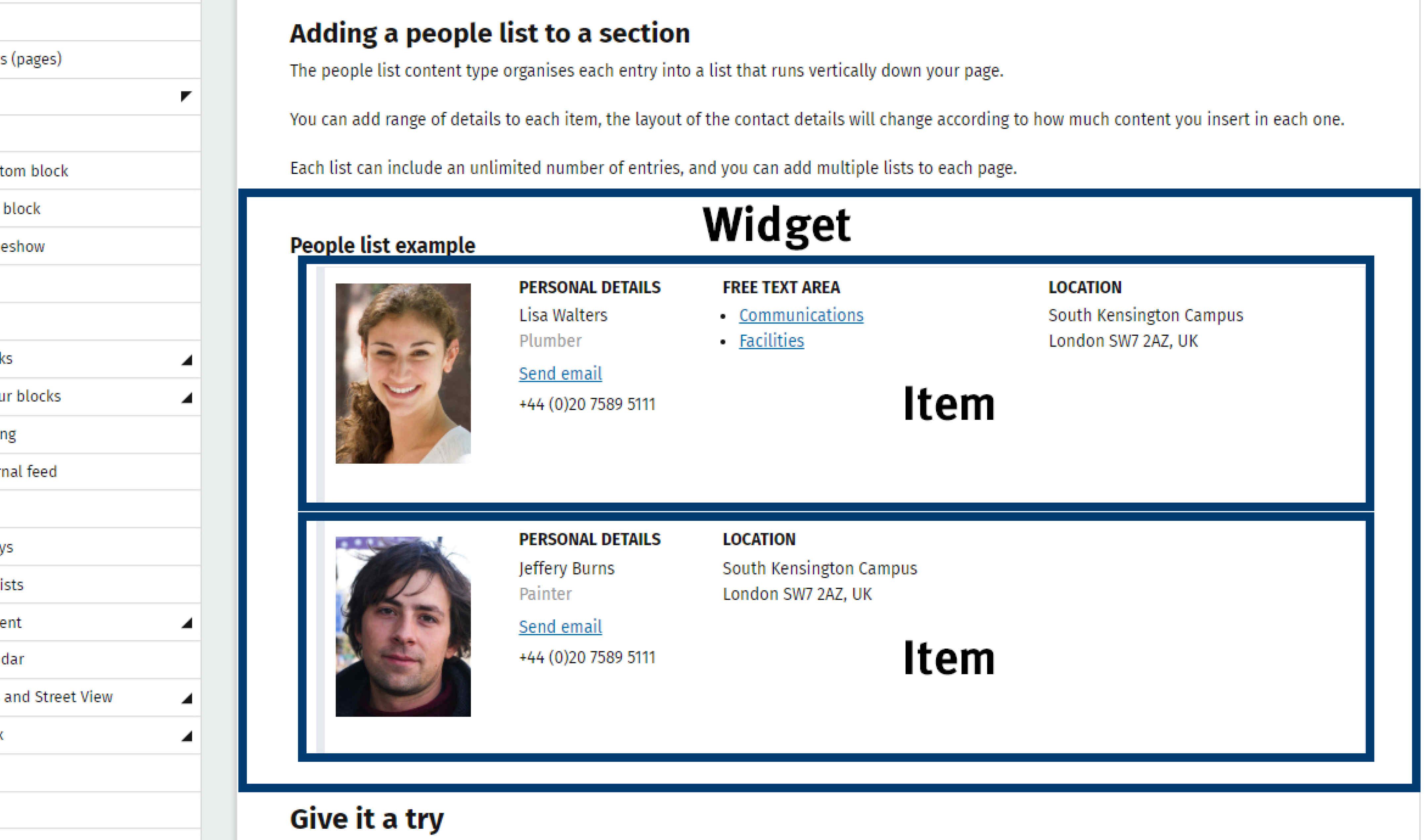 Image of a people list on a webpage