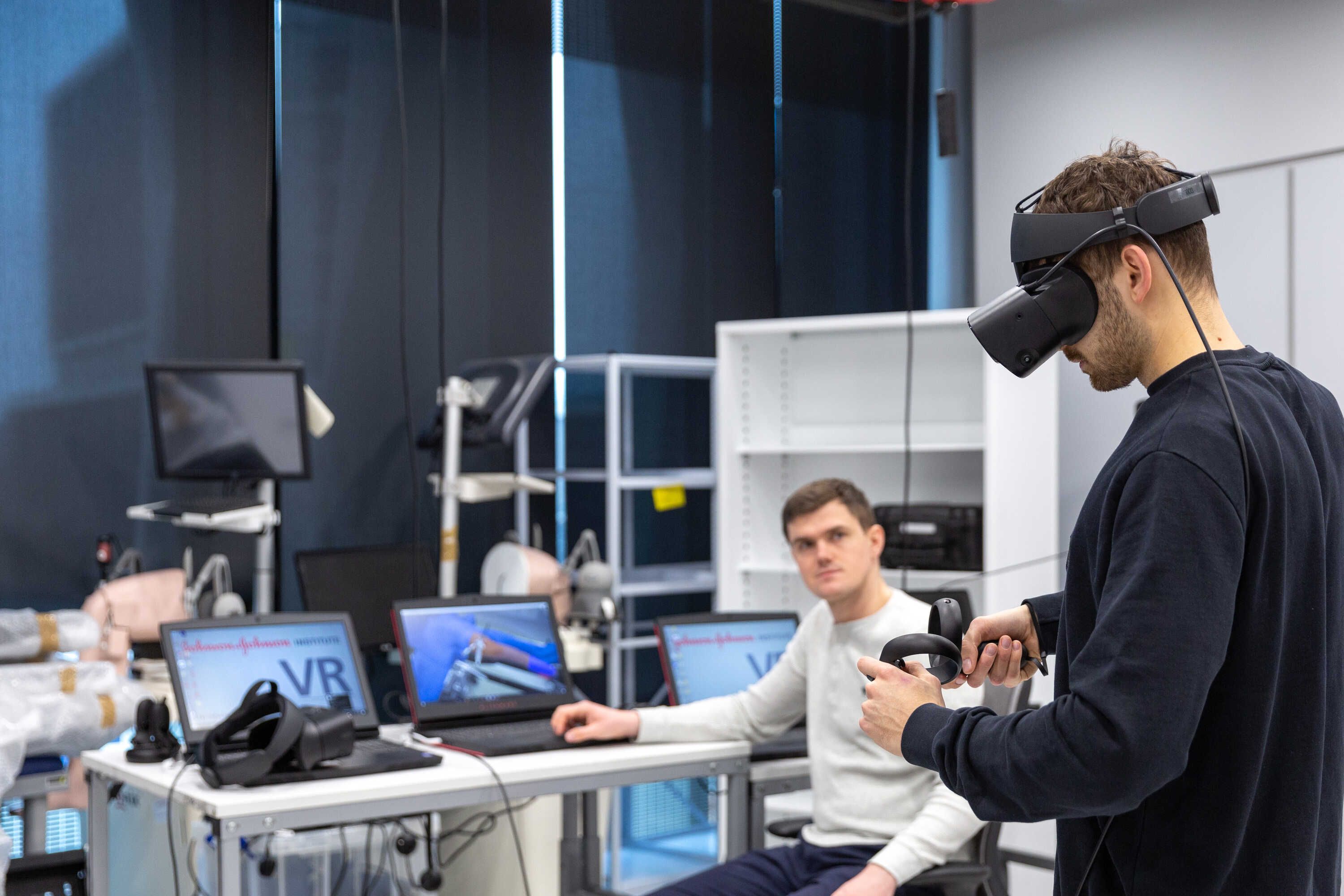 Students working on a VR project in the Sir Michael Uren Biomedical Engineering Research Hub