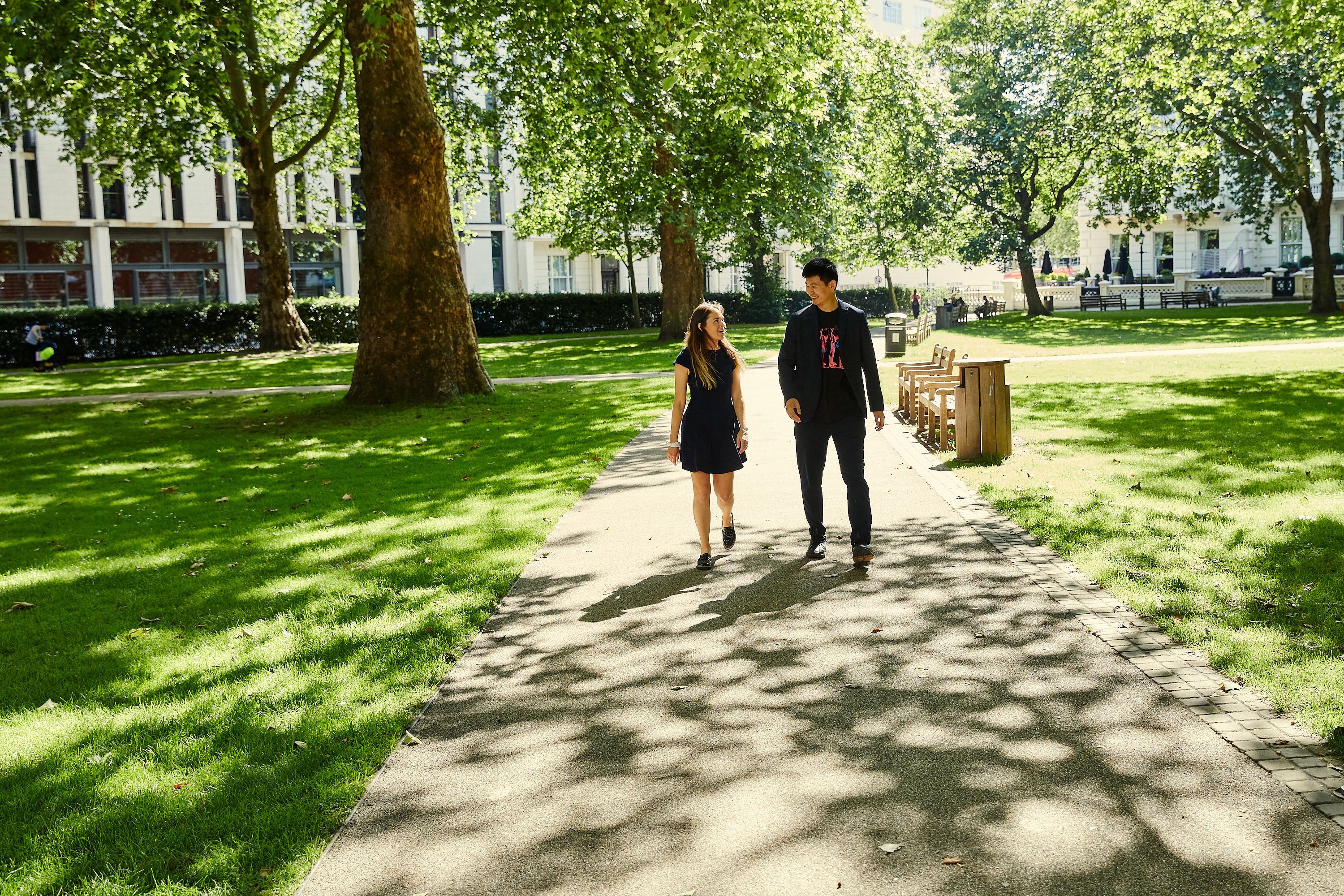 Students walking in the grounds on campus