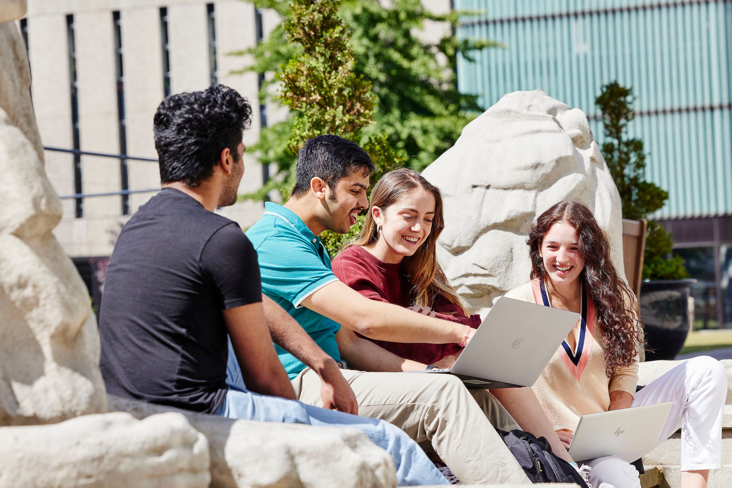 A group of students on campus