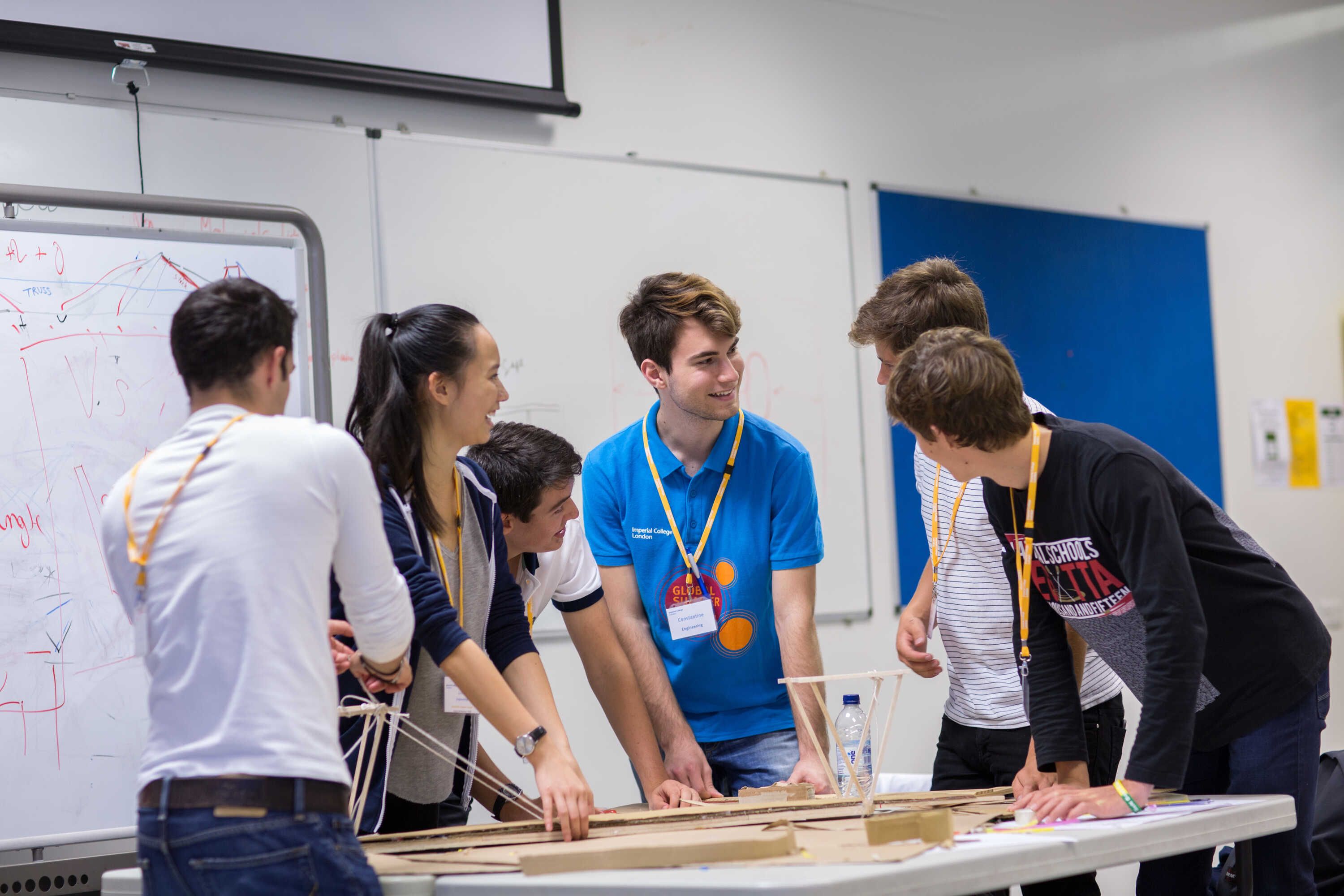 Global summer school students in a practical engineering class